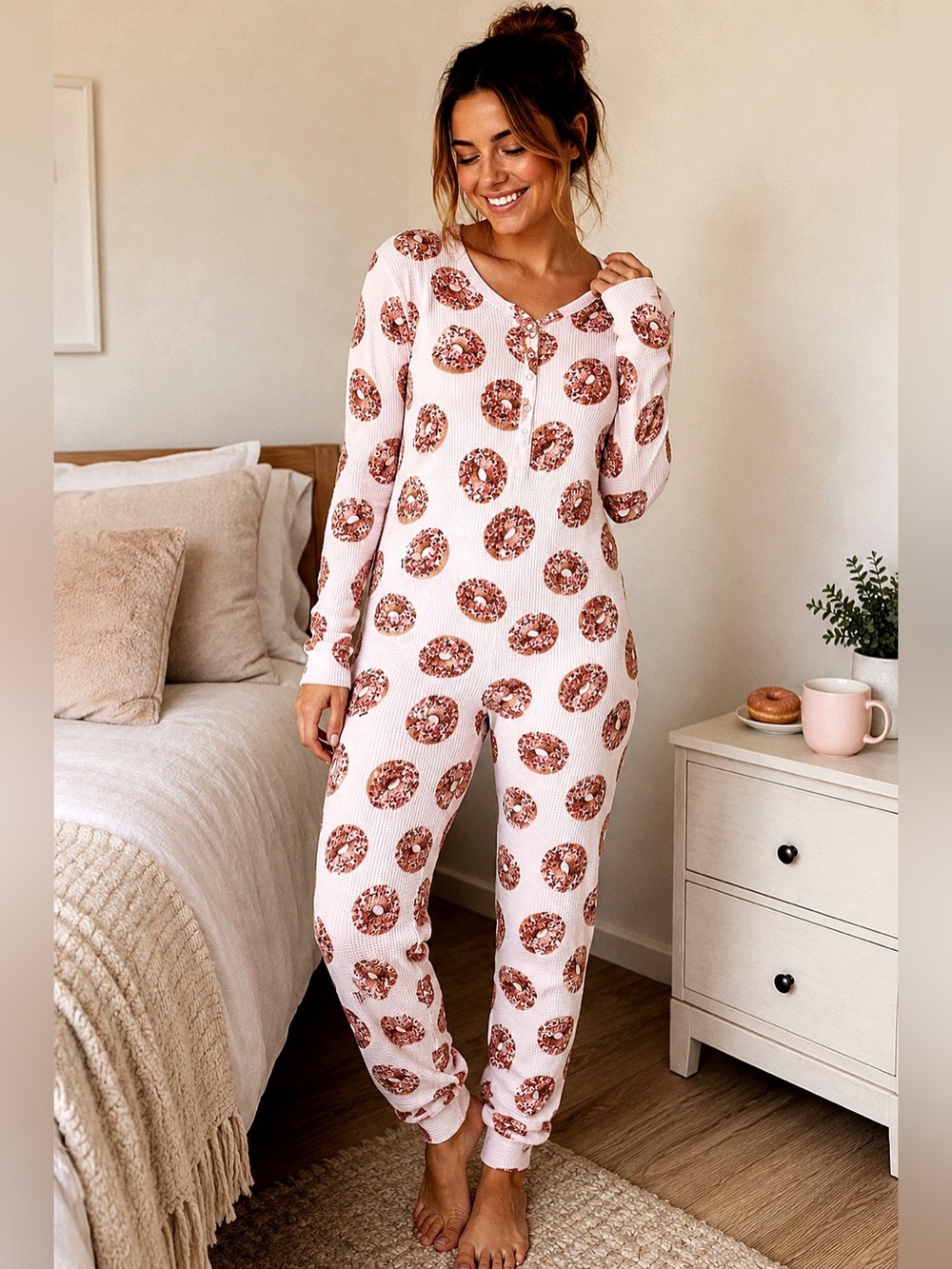 PINK Victoria's Secret Donut Print Pajama Set